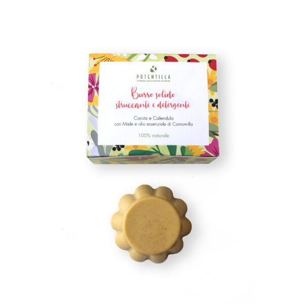 BURRO SOLIDO STRUCCANTE DETERGENTE CAROTA E CALENDULA CON MIELE E OLIO ESSENZIALE DI CAMOMILLA | POTENTILLA