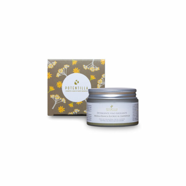 DETERGENTE VISO CON DELICATA AZIONE ESFOLIANTE CON ARGILLA BIANCA, ELICRISO E CALENDULA | POTENTILLA