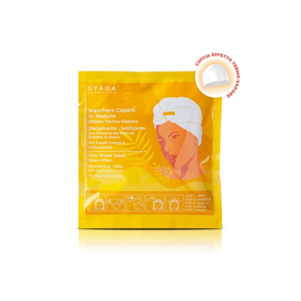 MASCHERA CAPELLI IN TESSUTO EFFETTO TERMO-VAPORE N.3 DISCIPLINANTE E SETIFICANTE | GYADA COSMETICS
