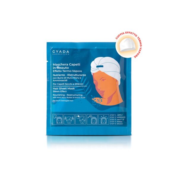 MASCHERA CAPELLI IN TESSUTO EFFETTO TERMO-VAPORE N.1 NUTRIENTE E RISTRUTTURANTE | GYADA COSMETICS