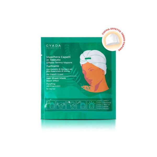 MASCHERA CAPELLI IN TESSUTO EFFETTO TERMO-VAPORE N.5 PURIFICANTE E ANTIFORFORA | GYADA COSMETICS