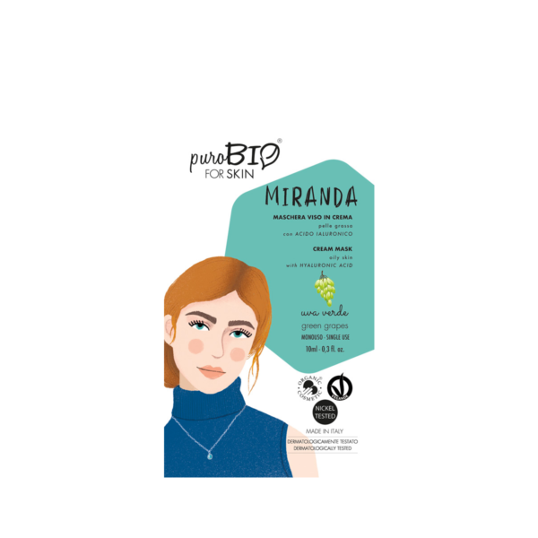 FOR SKIN • MASCHERA VISO IN CREMA BIO MIRANDA PELLE GRASSA (UVA VERDE) | PUROBIO COSMETICS