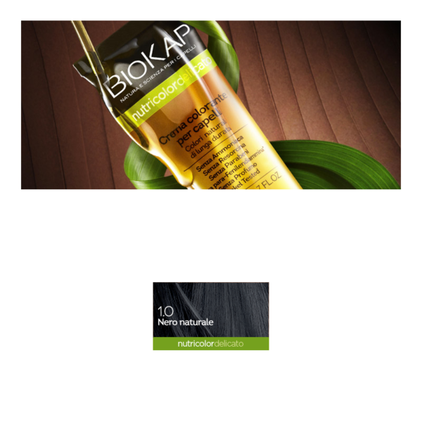 BIOKAP NUTRICOLOR DELICATO TINTA 1.0 NERO NATURALE | BIOS LINE