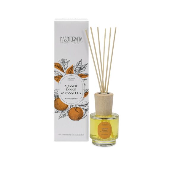 DIFFUSORE CON BASTONCINI ARANCIO DOLCE E CANNELLA 100 ml | NASOTERAPIA