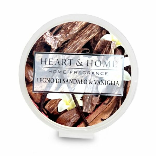LEGNO DI SANDALO E VANIGLIA • CIALDA IN CERA DI SOIA 26g | HEART & HOME