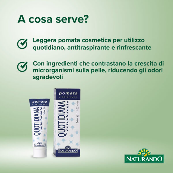 DEODORANTE NATURALE QUOTIDIANA ANTIODORANTE POMATA 30 ml | NATURANDO - immagine 3