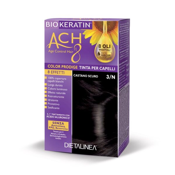 TINTA PER CAPELLI CASTANO SCURO 3/N | BIOKERATIN ACH8
