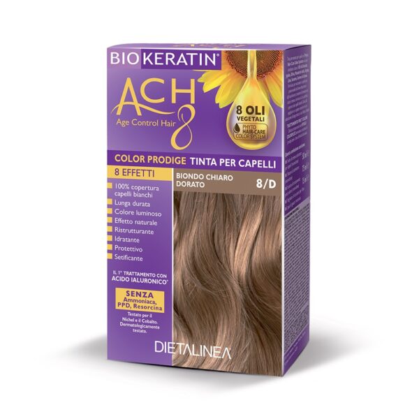 TINTA PER CAPELLI BIONDO CHIARO DORATO 8/D | BIOKERATIN ACH8