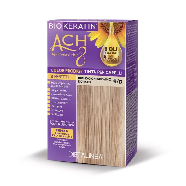 TINTA PER CAPELLI BIONDO CHIARISSIMO DORATO 9/D | BIOKERATIN ACH8