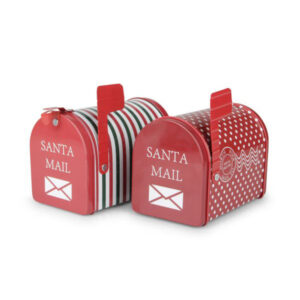 SCATOLA IN LATTA CASSETTA DELLA POSTA SANTA MAIL ROSSA