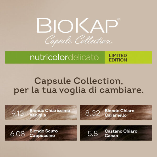 BIOKAP NUTRICOLOR TINTA DELICATO 6.08 BIONDO SCURO CAPPUCCINO LIMITED EDITION | BIOS LINE - immagine 2