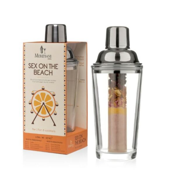 SHAKER VETRO CON PREPARATO PER COCKTAIL SEX ON THE BEACH | MERIDIANI