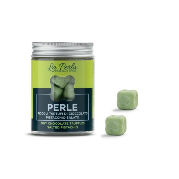 PERLE PISTACCHIO SALATO. TARTUFO DI CIOCCOLATO BIANCO E PISTACCHI | LA PERLA DI TORINO