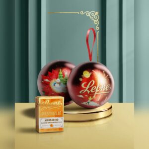 DOLCI SCRIGNI INCANTATI • PALLINA IN LATTA CON PASTIGLIE AL MANDARINO ROSSA | LEONE 1857