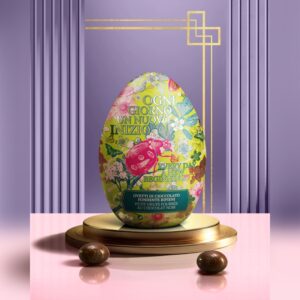 IL GIARDINO SEGRETO • LATTA UOVO CON OVETTI DI CIOCCOLATO FONDENTE RIPIENI | LEONE 1857