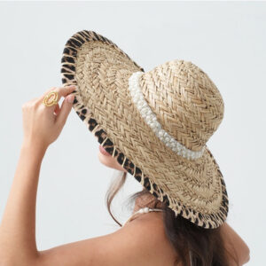 CAPPELLO DI PAGLIA PEARL & LEOPARD