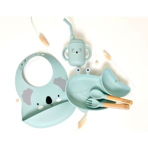 SET PAPPA SVEZZAMENTO "KODA IL KOALA" / 5 PEZZI IN SILICONE E LEGNO