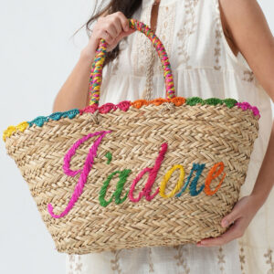 BORSA IN PAGLIA CON RICAMO J’ADORE