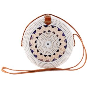 BORSA ROTONDA IN RATTAN INTRECCIATO BIANCO / STILE BOHO RESORT