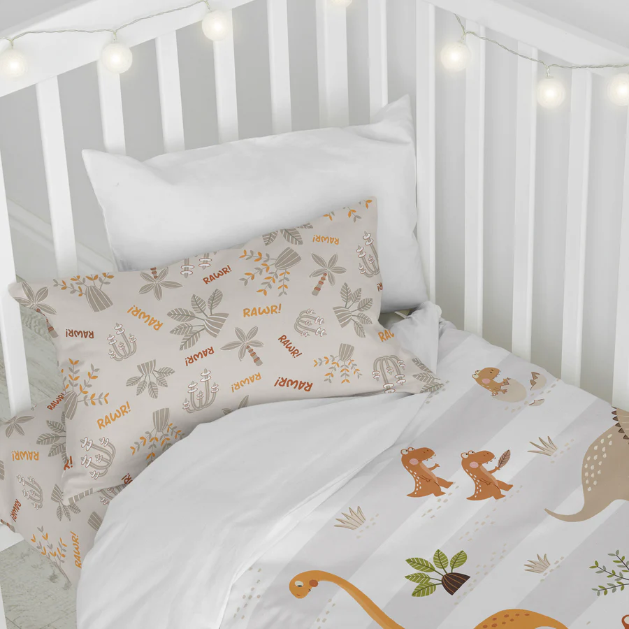 PARURE LETTO IN COTONE A TEMA DINOSAURI PER BAMBINI 100x130 cm - immagine 3