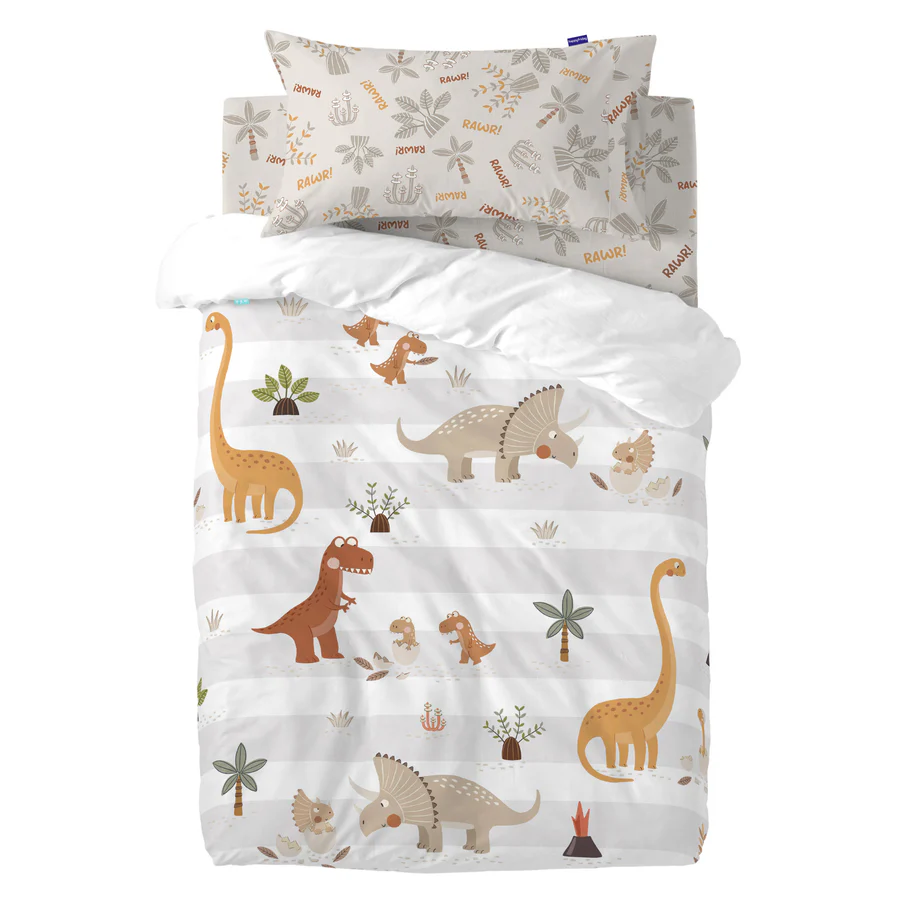 PARURE LETTO IN COTONE A TEMA DINOSAURI PER BAMBINI 100x130 cm - immagine 5