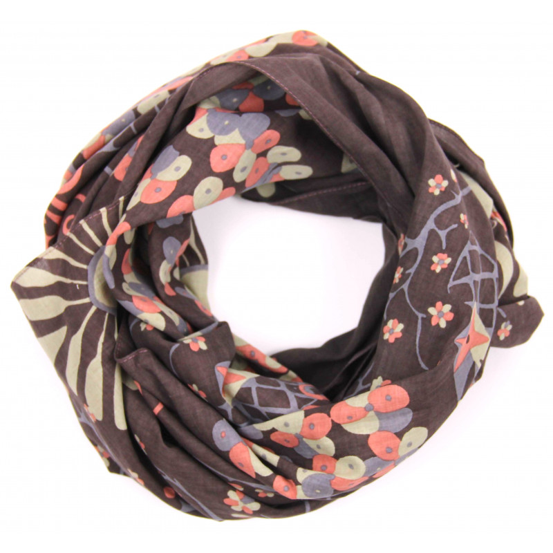 FOULARD CARRÉ IN COTONE BIO "MARIKO" MARRON | LES BELLES VAGABONDES - immagine 2