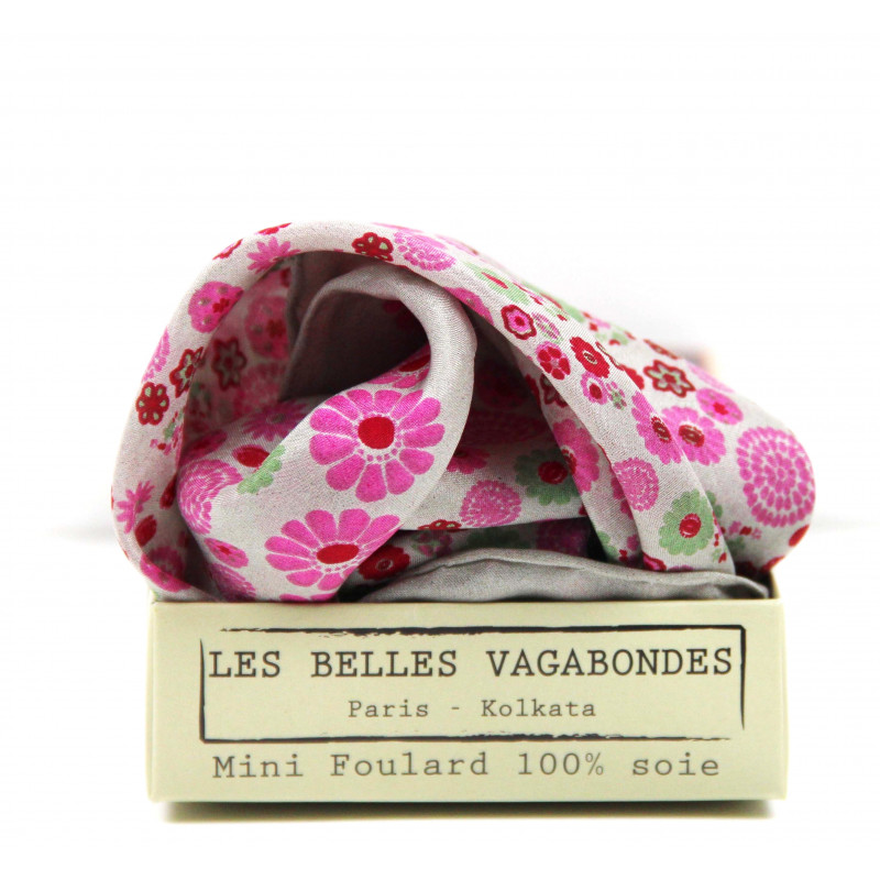 MINI FOULARD "HANAMI" FUCSIA | LES BELLES VAGABONDES - immagine 4