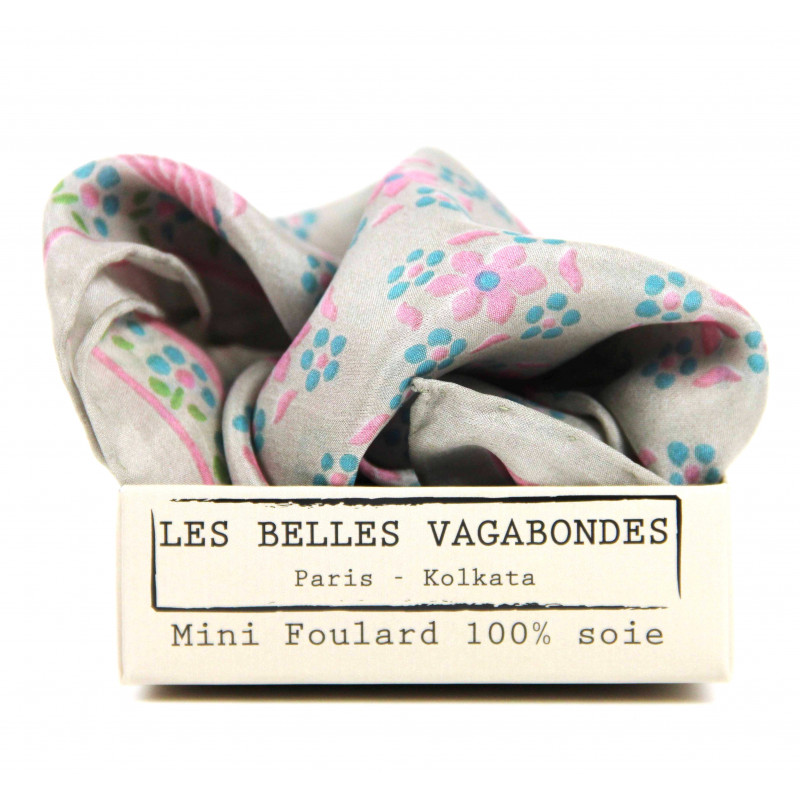 MINI FOULARD "NATASHA" ROSE FUCSIA | LES BELLES VAGABONDES - immagine 3