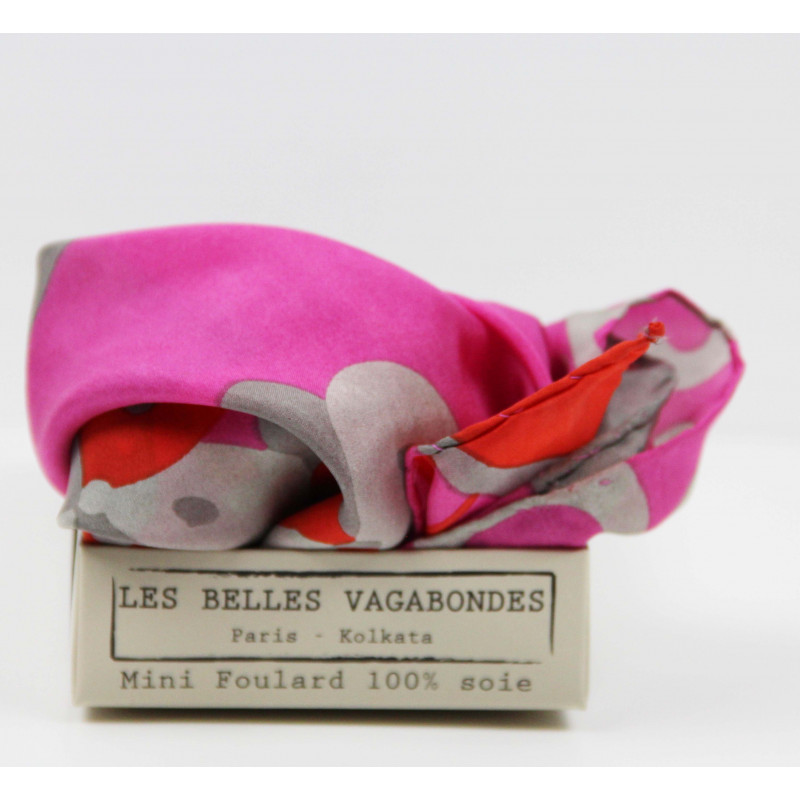 MINI FOULARD "SAKURA" FUCSIA | LES BELLES VAGABONDES - immagine 3